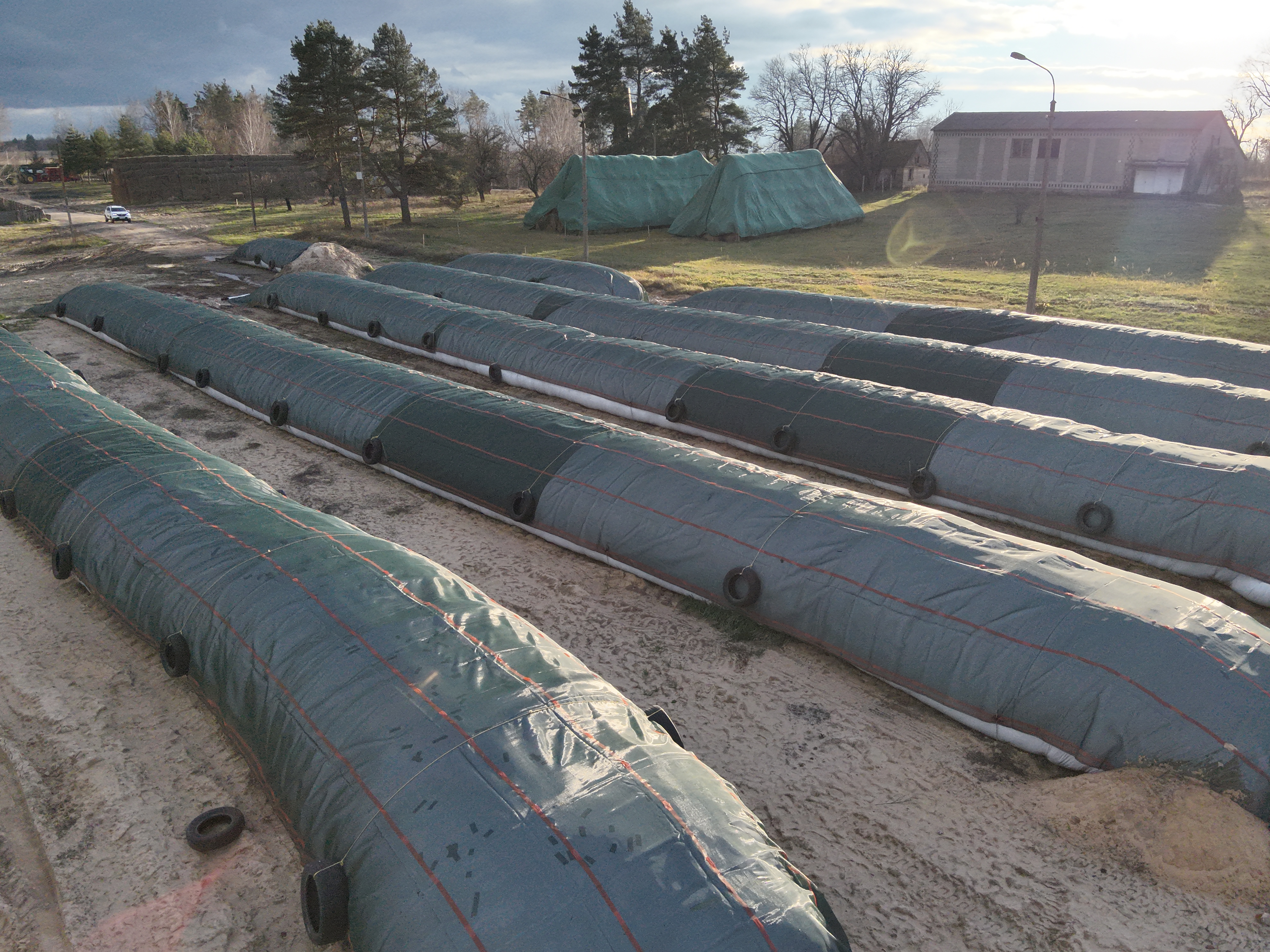 Защитная сетка для силоса в рукавах