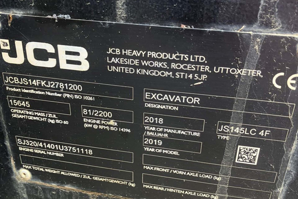 とと Гусеничний екскаватор JCB JS145LC+ 2018 р. 81 кВт 6708 м/год