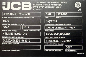 Телескопический погрузчик JCB 533-105 2017 г. 55 кВт * 4511 м/ч. №6654 B