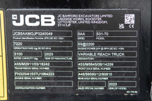 Телескопический погрузчик JCB 531-70 2023 г. 55 кВт. 160,5 м/ч., №4131 