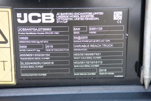 JCB  535-125 Hi-Viz 2018 y. 55 kW. 2679 m/h., № 2884 L