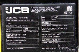 Телескопічний навантажувач JCB 531-70 2022 р. 337 м/г.
