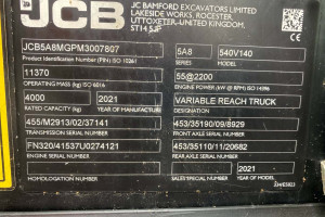 Телескопический погрузчик JCB 540-140 2021 г. 55 кВт * 3777 м/ч., №5080