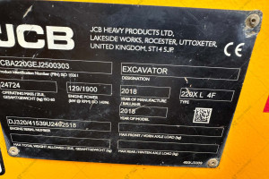 Гусеничный экскаватор JCB 220X LC 2018 г. 129 кВт. 6638 м/ч.
