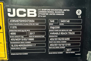 Телескопический погрузчик JCB 540-140 2017 г. 55 кВт 3022 м/ч. №5987 B