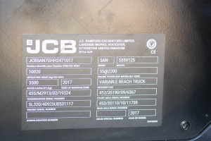 JCB 535-125 Hi-Viz 2017 y. 55 kW. 3040 m/h., №3916