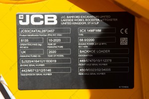 JCB 3CX 2020 y. 68 kW. 390,08 m/h., № 3676 L 