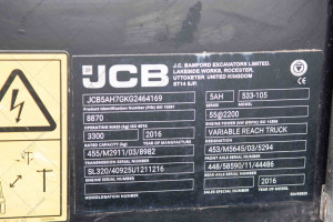 Телескопический погрузчик JCB 533-105 2016 г. 55 кВт * 8655 м/ч., №4345
