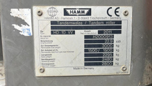 Hamm HD10VV 2011 y. 22,9 kW. 1771 m/h.,  №4074 L