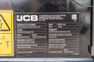 JCB 535V125 Hi-Viz 2018 y. 55 kW. 1725 m/h., №2904 L RESERVED