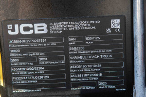Телескопический погрузчик JCB 535-125 2023 г. * 4323 м/ч. №6793 B