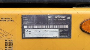 Колесный экскаватор Caterpillar M313D 2015 г. 110 кВт. 6874 м/ч., №3878 L
