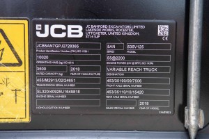 JCB 535-125 Hi-Viz  2018 y. 55 kW. 2963 m/h., №2865 L