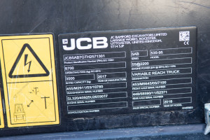 Телескопічний навантажувач JCB 535-95 2017 р. 55 кВт 1753,2 м/г. № 5209