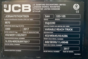 Телескопический погрузчик JCB 533-105 2017 г. 55 кВт * 4542 м/ч. № 5565 В