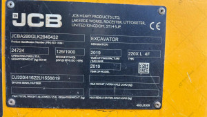 Гусеничный экскаватор JCB 220XL4F 2019 г. 129 кВт., 4219,4 м/ч., №4233 L