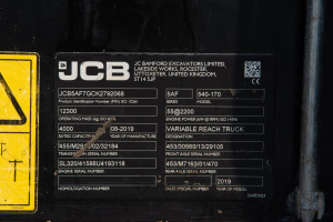 Телескопический погрузчик JCB 540-170 Hi-Viz 2019 г. 55 кВт. 3149 м/ч., №4788