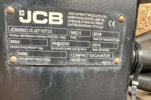 Гусеничний екскаватор JCB 86C-1 2018 р. 48 кВт 3386 м/год.