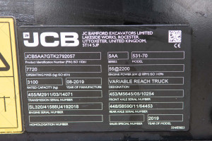 JCB 531-70 2019 y. kW 1058 m/h. №4129