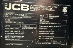 JCB 520-40 2019 y. 36.3 kW* 326 m/h. №6460