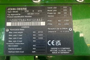 Комбайн John Deere S770 2022 г. 840/1264 м/ч.