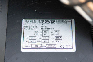 Дизельный генератор Premium Power PP165Y 120 кВт