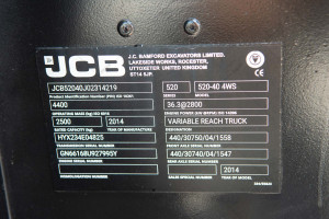 Погрузчик JCB 520-40 2014 г. 2142 м/ч., №4235 B