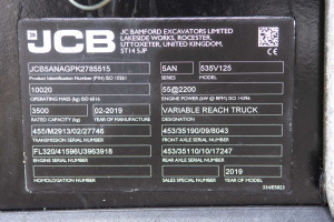 JCB 535-125 Hi-Viz   2019 y. 55 кВт. 3999 m/h., №4144