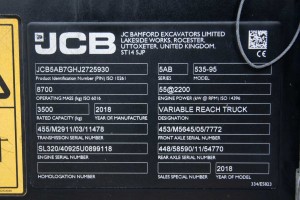 Телескопічний навантажувач JCB 535-95  2018  р. 55 кВт., 2828 м/г., №2839 Khm