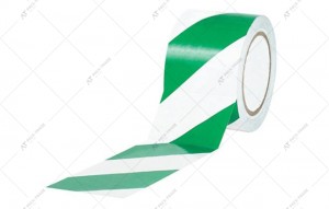 Лента предупредительная ПВХ зелено-белая 50*33 