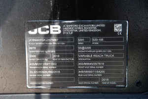 JCB 533-105 2018 y. 55 kW. 8507 m/h., №4336 B