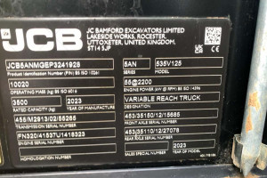 Телескопічний навантажувач JCB 535-125 2023 р. 55 кВт * Sway 1070 м/год.
