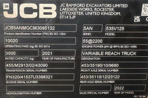 Телескопічний навантажувач JCB 535-125 2021 р. 55 кВт 3645 м/г.