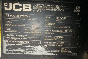 Телескопический погрузчик JCB 540-180 2017 г. 55 кВт * Sway 5750 м/ч., №5111