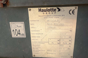 Коленчатый подъемник Haulotte HA16RTJPRO 2015 г. 1557 м/ч.