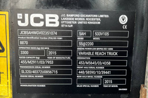 JCB 533-105 2015 y. 55 kW. 5735,1 m/h., №4212 L