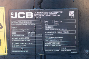 Телескопический погрузчик JCB 540-170 2019 г. 55 кВт. 1057 м/ч., №4377