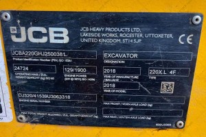 Гусеничный экскаватор JCB 220XLC 2018 г. 129 кВт. 4491 м/ч