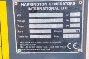 Дизельний генератор б/в Harrington 5,6 кВт, 2005 р.,  4000 м/г №4004