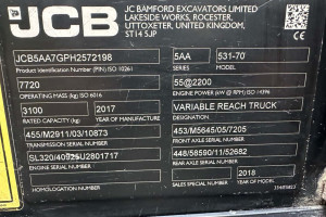 Телескопический погрузчик JCB 531-70 2017 г. 55 кВт 2400 м/ч.