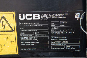 Телескопічний навантажувач JCB 533-105 2017 р. 55 кВт. 7005 м/г.,  №4327