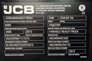 Телескопический погрузчик JCB 535-95 2013 г. 55 кВт 4048 м/ч. №5984 B