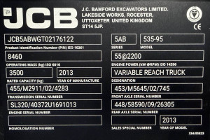 Телескопический погрузчик JCB 535-95 2013 г. 3329 м/ч.,№6659 