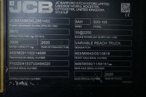 Телескопический погрузчик JCB 533-105 2020 г. 55 кВт * 4960 м/ч., №5126