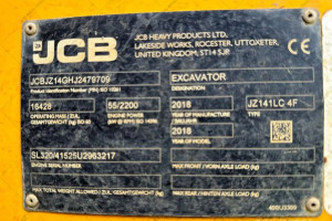 Гусеничный экскаватор JCB JZ141LC 4F  2018 г. 55 кВт. 3831 м/ч., №4265 L