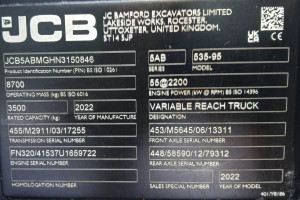 Телескопический погрузчик JCB 535-95 2022 г. 55 кВт 1494 м/ч.