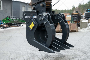 Tree puller with grab for excavator - A.TOM