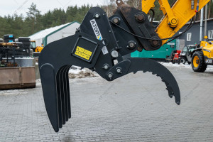 Tree puller with grab for excavator - A.TOM