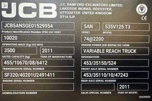 Телескопический погрузчик JCB 535-125 2011 г. 9934 м/ч. №6596